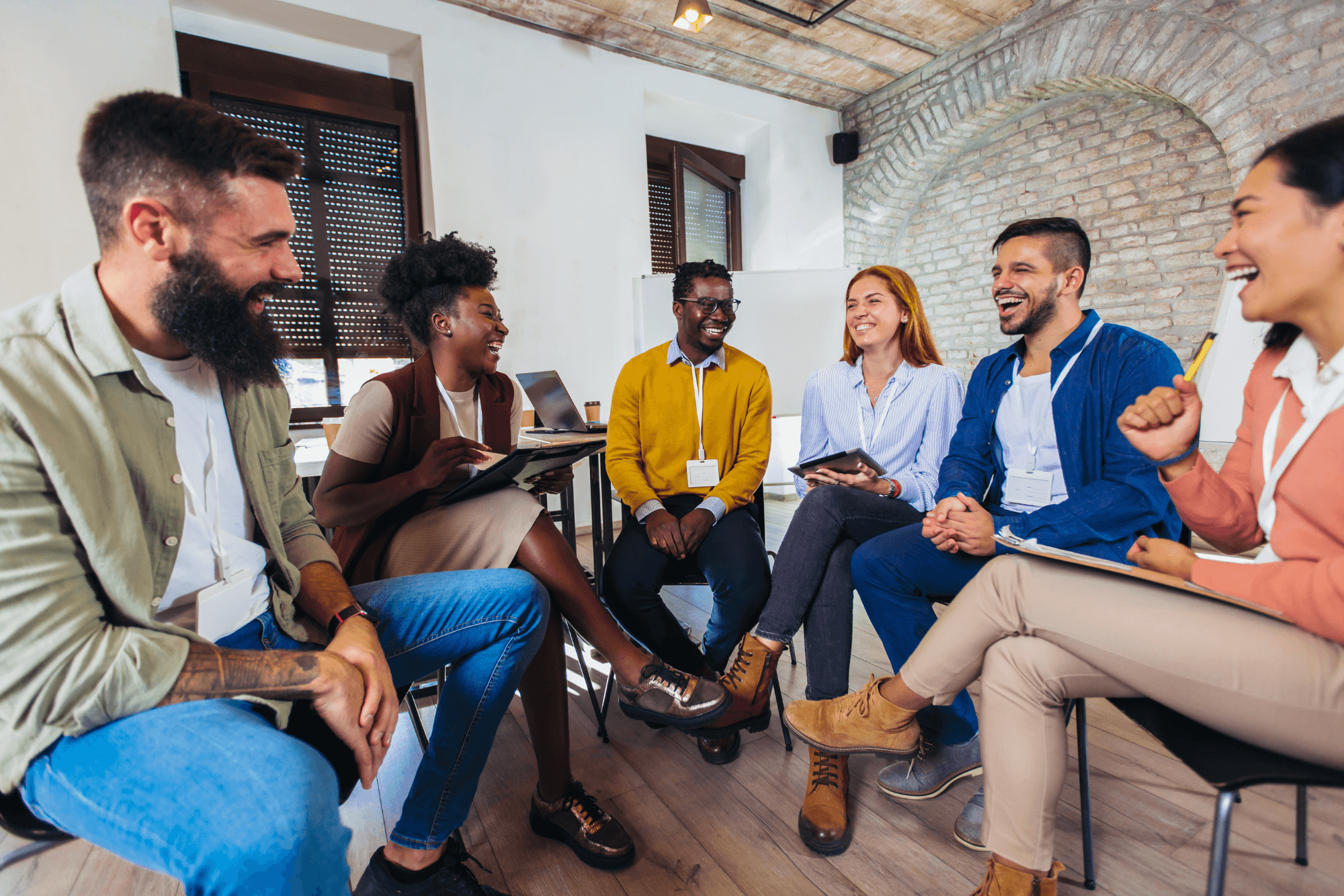 Happy employees in a meeting