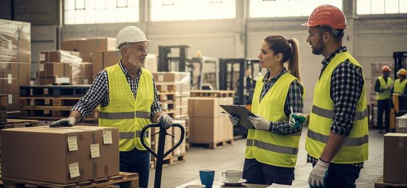 A business team having a quick huddle