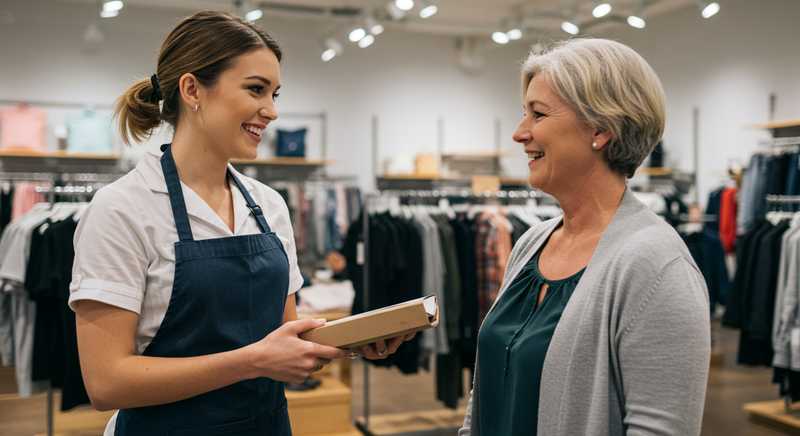 Customer being assisted by employee in a clothing store