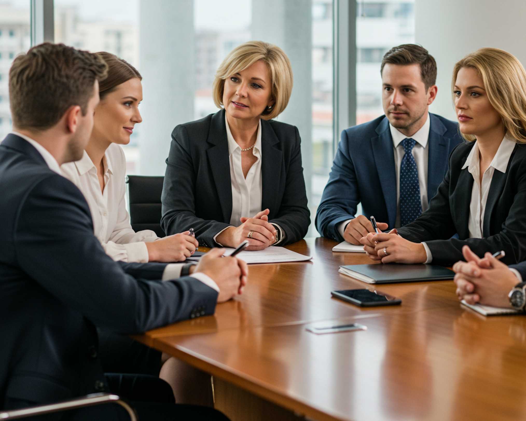  HR employee listening to feedback in a forum inside a meeting room