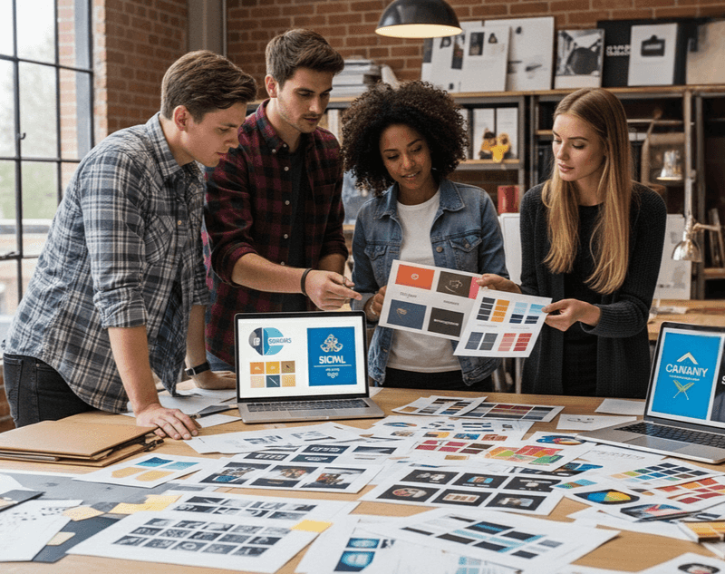 Creative workspace with branding concepts and designs in progress, symbolising the process of refreshing Value Propositions.