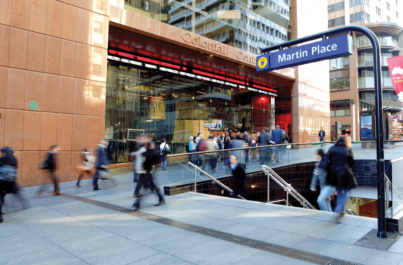 Busy entrance at Martin Place, Sydney | Belong Creative