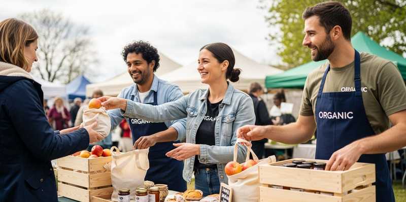 Diverse customers engaging in a brand experience at a pop-up event, showing excitement and connection.