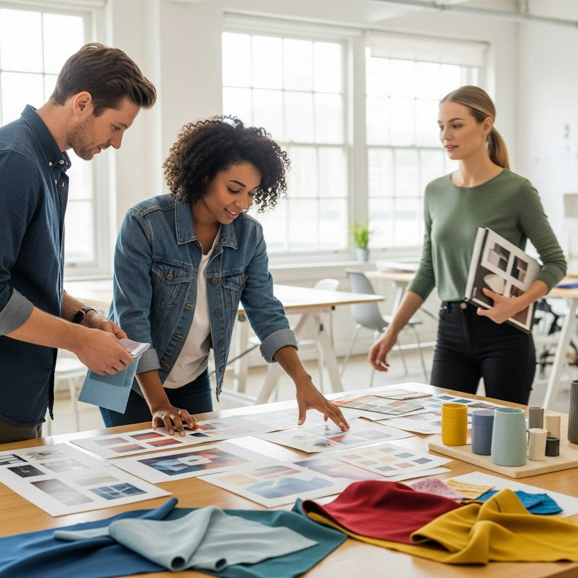 A creative team collaborating suggesting agility and energy in their process.