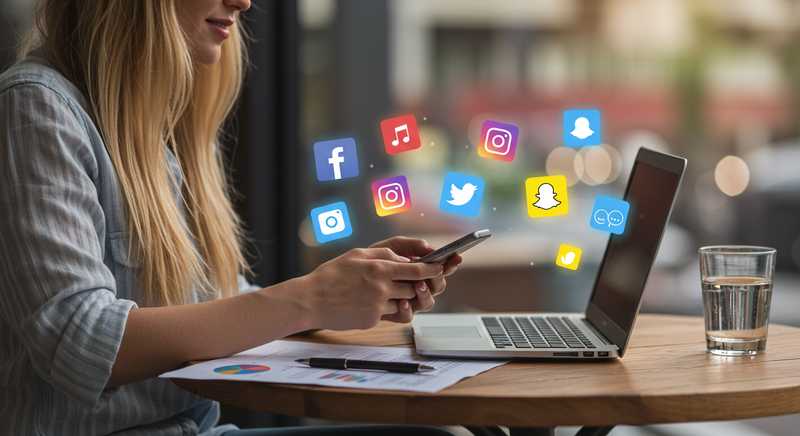 social media manager holding a phone