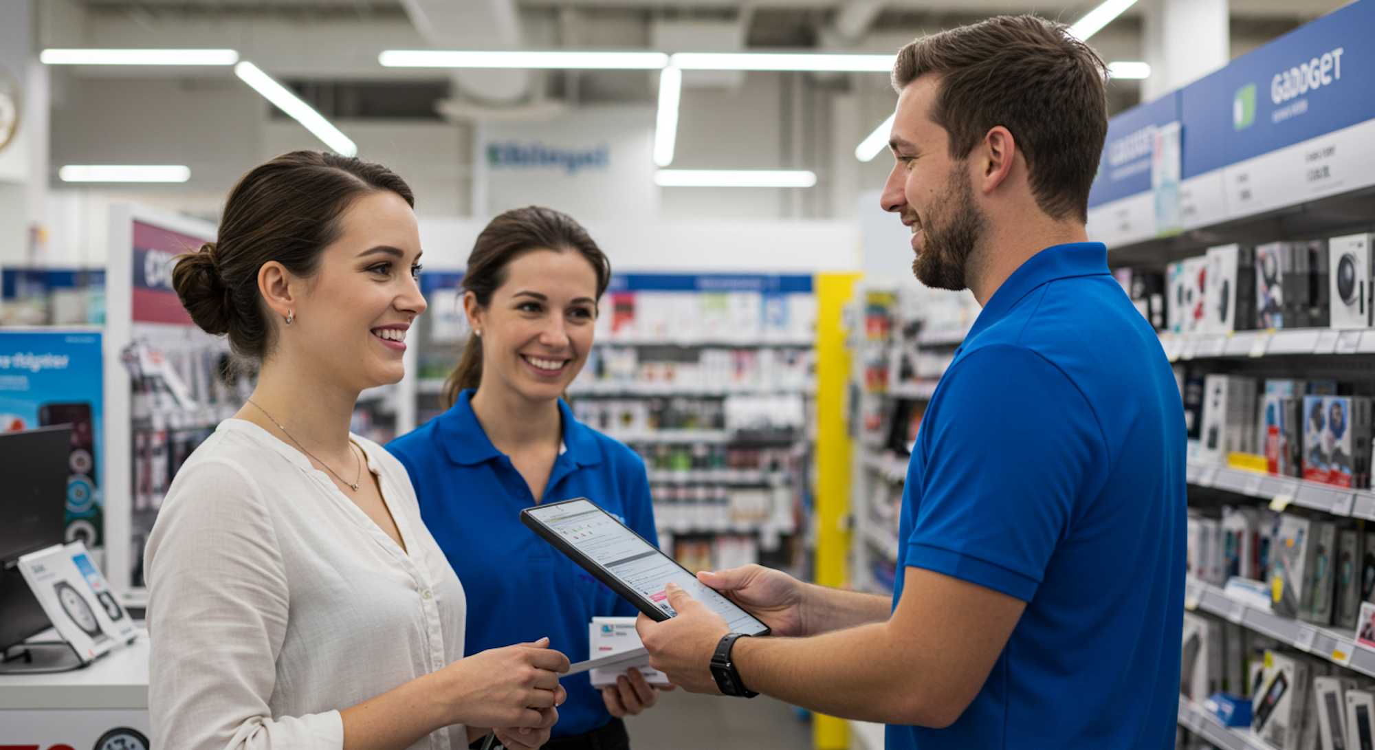 Customer being assisted by employees