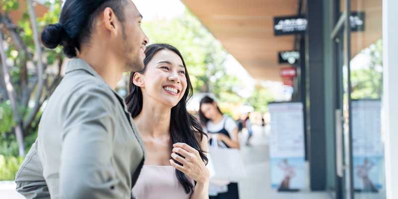 asian couple happy