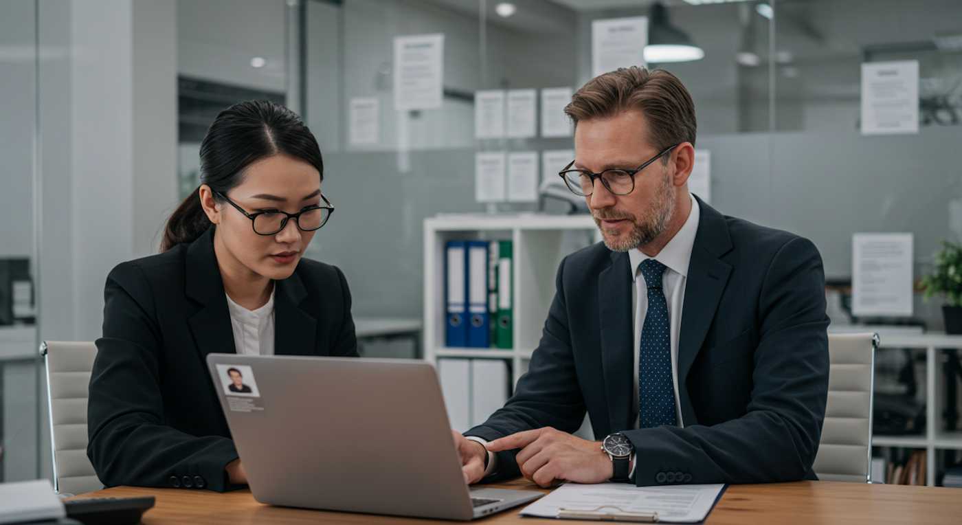 CEO and recruiter reviewing a shortlist of candidates, highlighting quality over volume in hiring.
