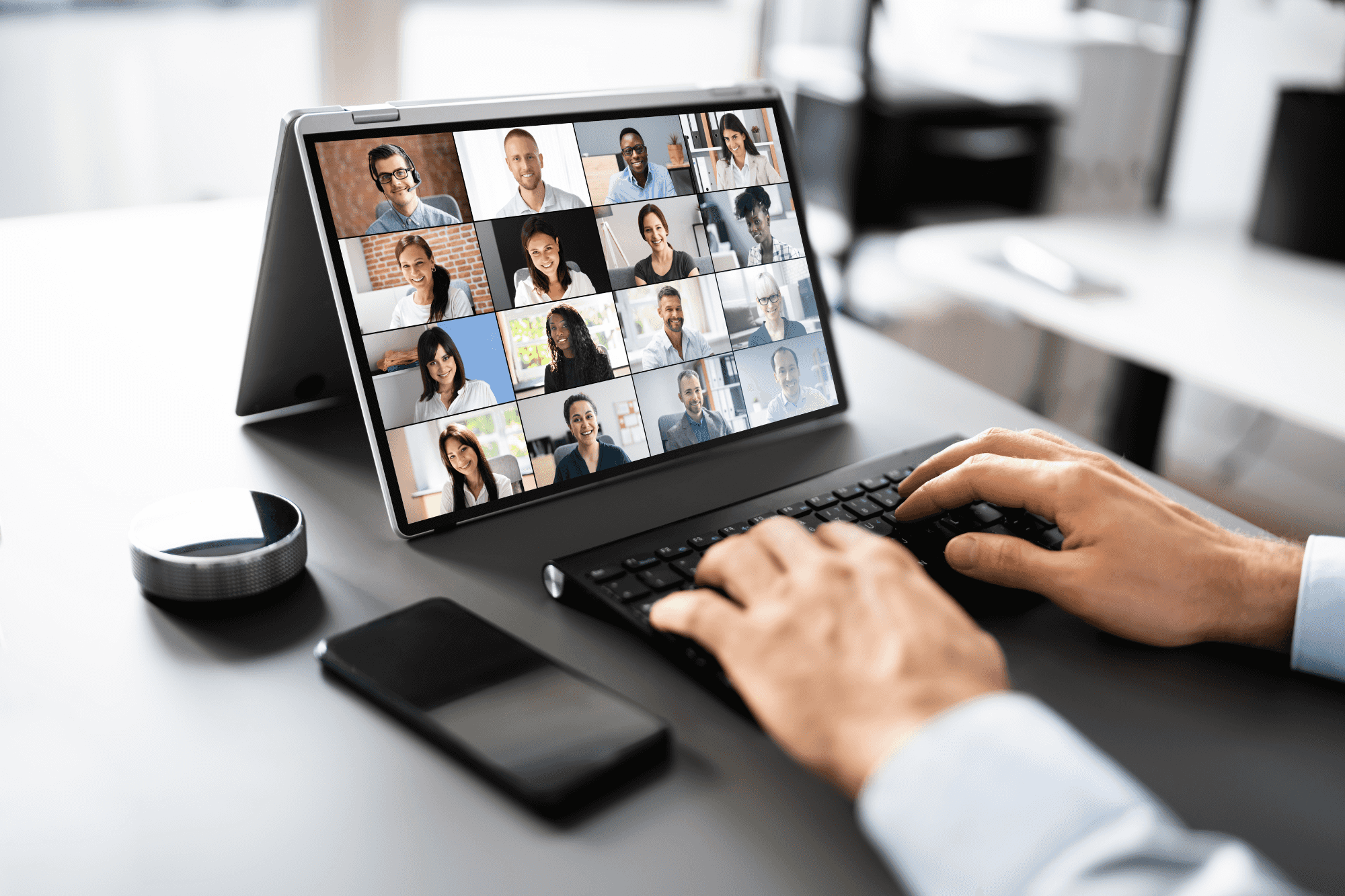 Employee hosting a virtual workshop