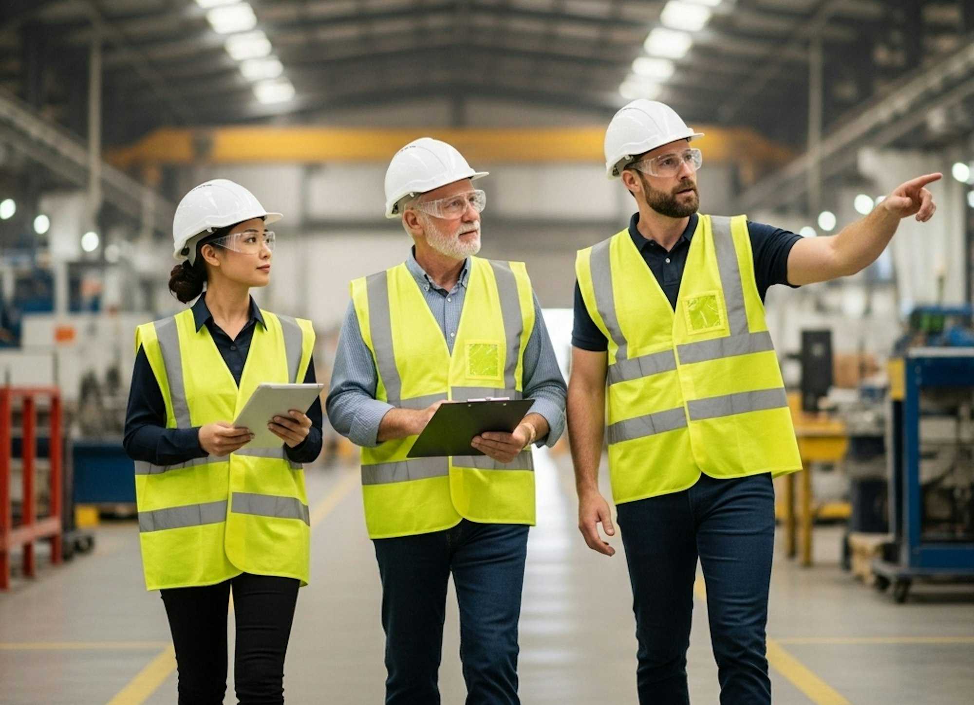Team confidently walking through a safe, well-managed site where care and performance align.