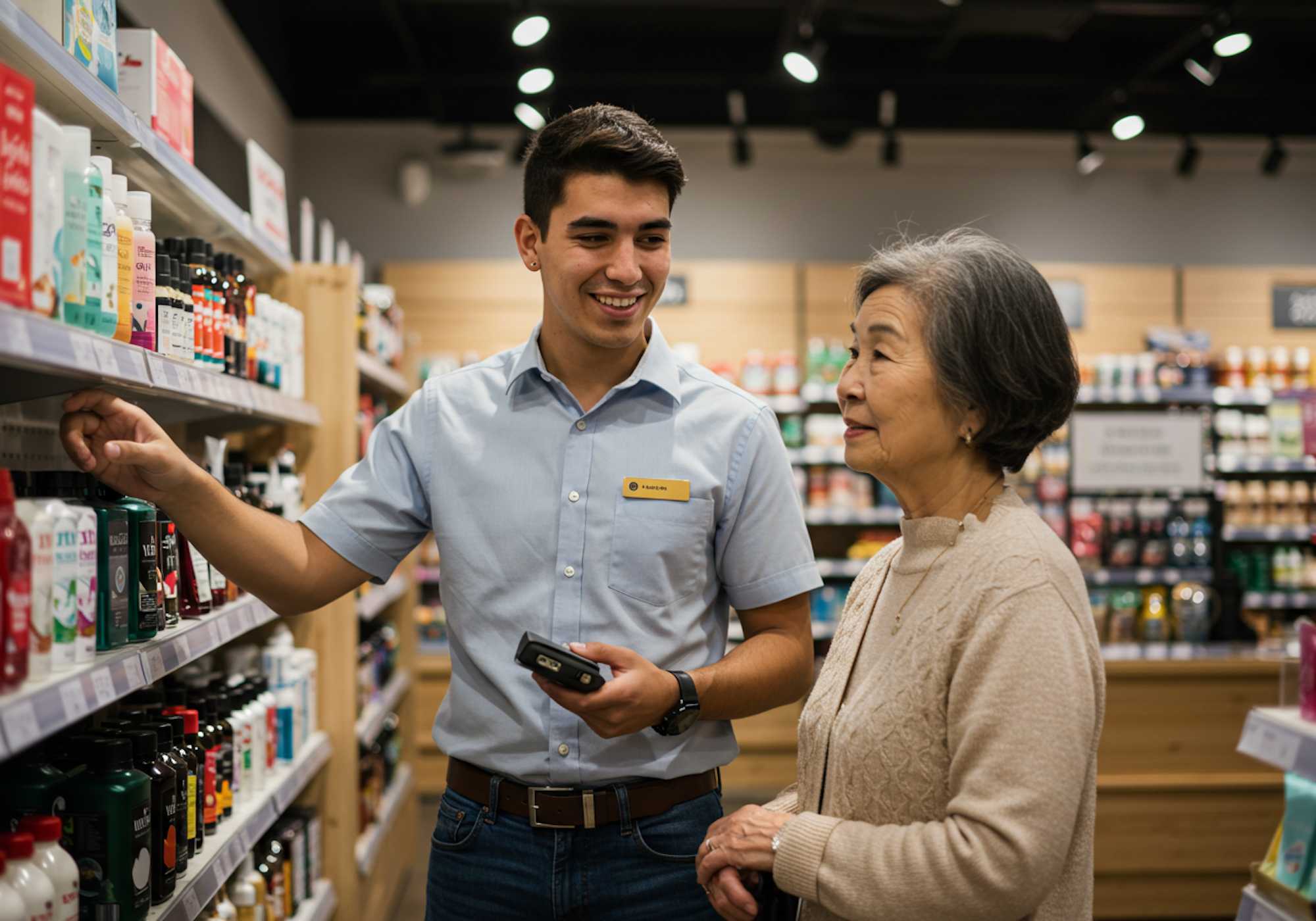 Employee assisting a customer