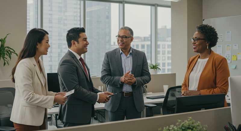 people talking in the office
