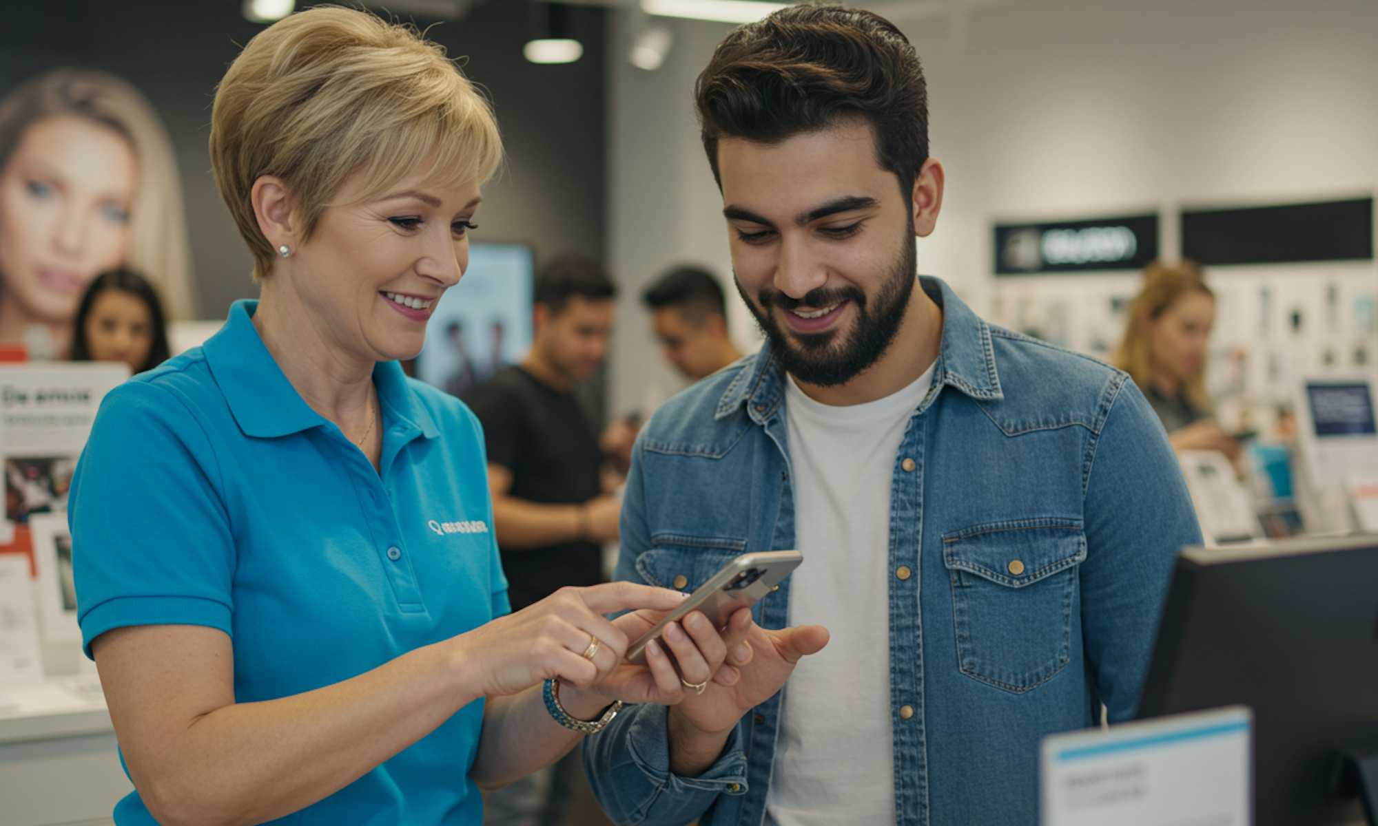 Employee assisting a customer