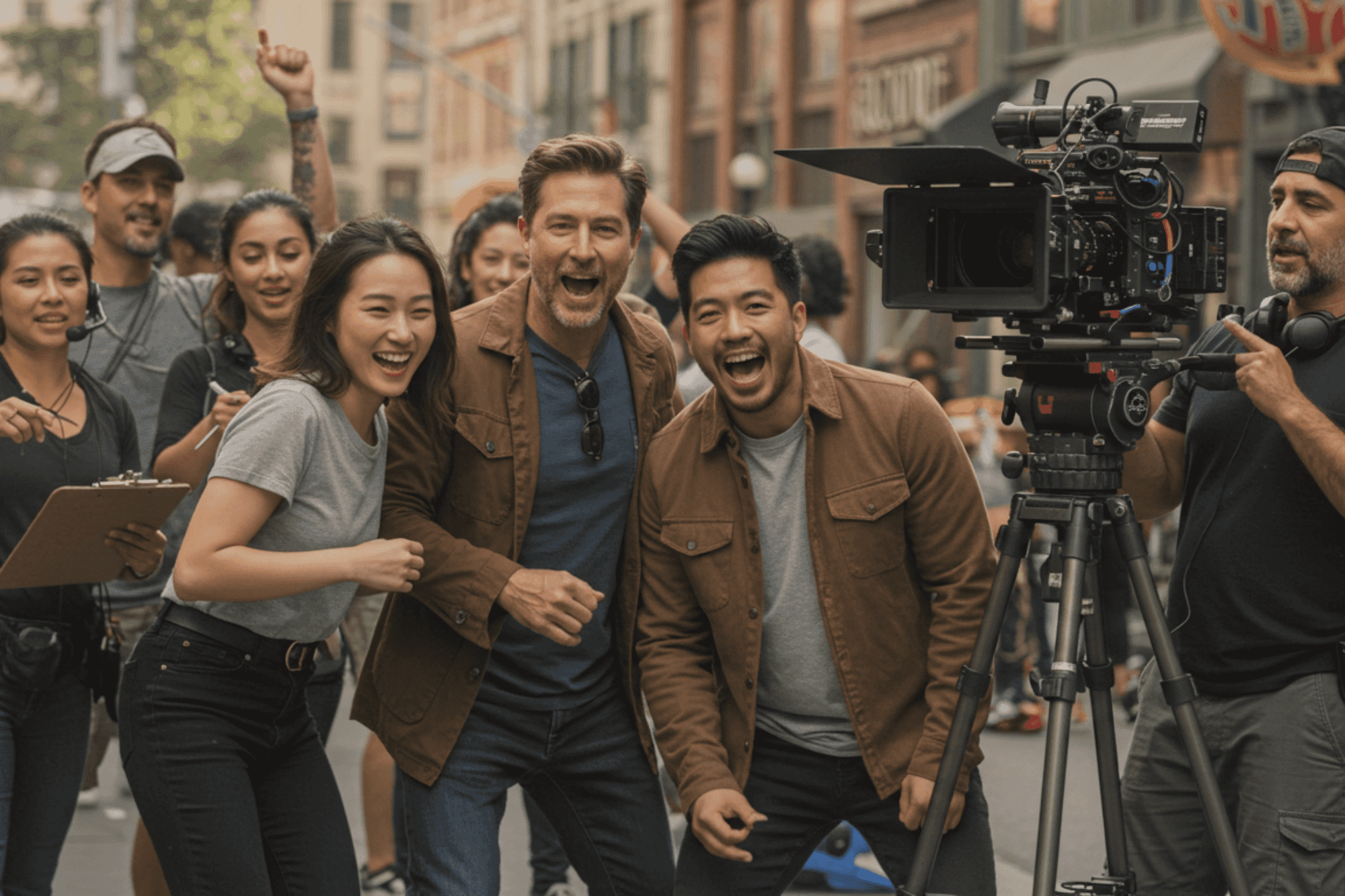 People doing a commercial ad